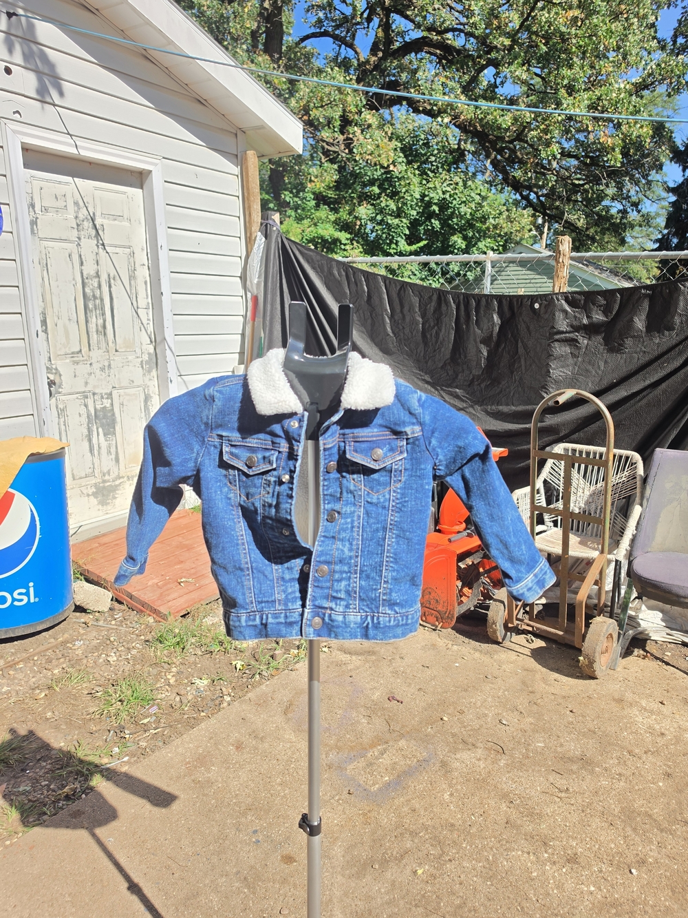 Old Navy Blue Denim Jacket with White Sherpa Collar - Kids